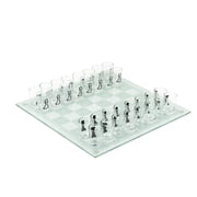 True Glass Chess Board with 32 Shot Glasses, Drinking Game for Adults