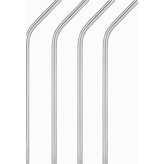True Sippy Stainless Steel Cocktail Straws, Reusable Metal Straws, Dishwasher Safe, 8 Inch, Set of 4, Silver