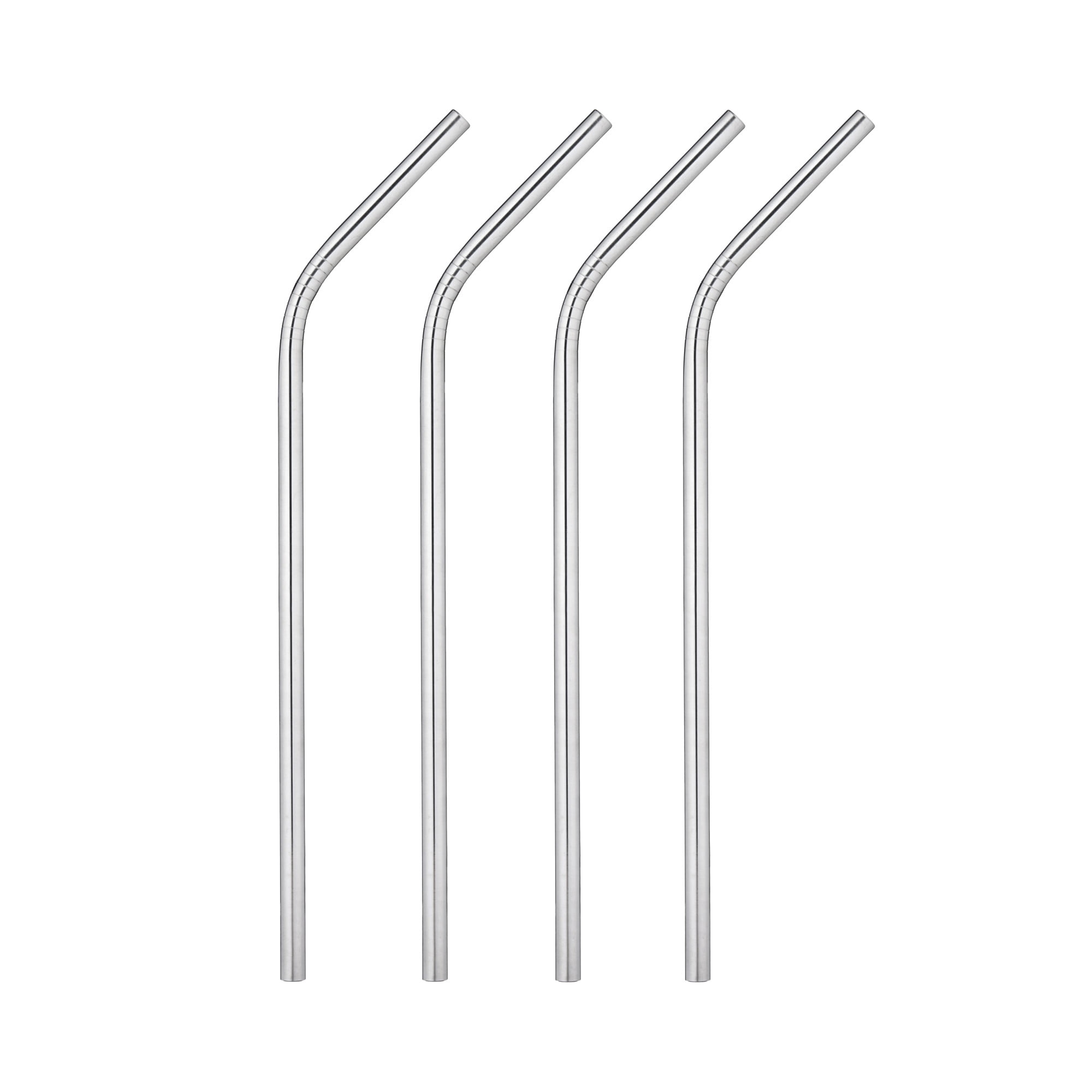 True Sippy Stainless Steel Straws, Cocktail Reusable Straws Set of 4 Silver