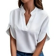 thumbnail image 1 of True To Size Fit Women's Fashion Tee, Blouses for Women Dressy Casual Black Beach Tops Cute Summer Womens Shirts Spring Outfits 2025 Trendy Short Sleeve Ladies and Basic Tees White M, 1 of 4