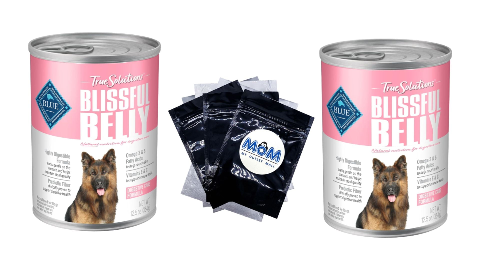 True Solutions Blissful Belly Natural Digestive Care Wet Dog Food Chicken 2 pack 12.5 oz per pack plus 3 My Outlet Mall Resealable Storage