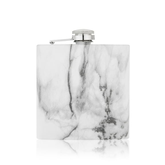 True Stainless Steel Liquor Flask for Men and Women, Hip Flask, 6 oz Marble