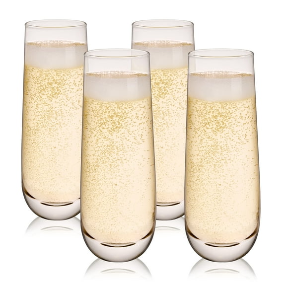 True Stemless Champagne Flutes for Birthday, Wedding Gifts, 9oz Set of 4