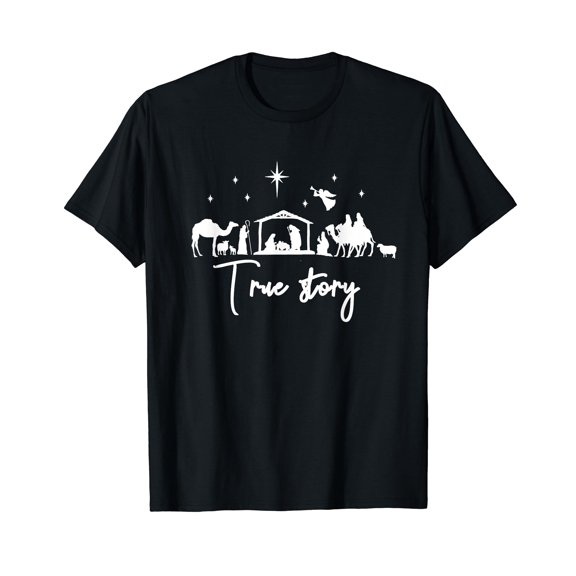 True Story Nativity Christmas Baby Jesus Manger Catholic T-Shirt