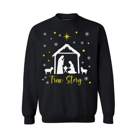 True Story Sweater Jesus Sweatshirt for Men Christian Sweater for Women Christ Sweater Jesus Crewneck Sweatshirt Happy Birthday Jesus Top Merry Christmas Unisex Sweater Xmas Gifts Nativity Scene