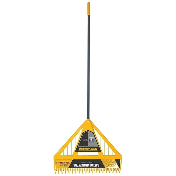 True Temper Leaf Rake 26-Inch - Dual Tine Rake for Yard Cleanup - Clog-Free Design - 60-Inch Rubber Grip Handle - Efficient Lawn Raking Tool