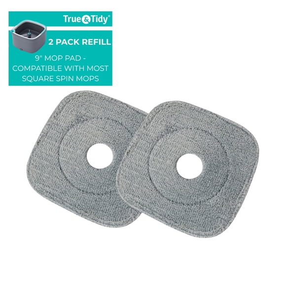 True & Tidy 2-Pc Genuine Mop Pad Replacement Set for SPIN-800 TrueClean Mop and Bucket System