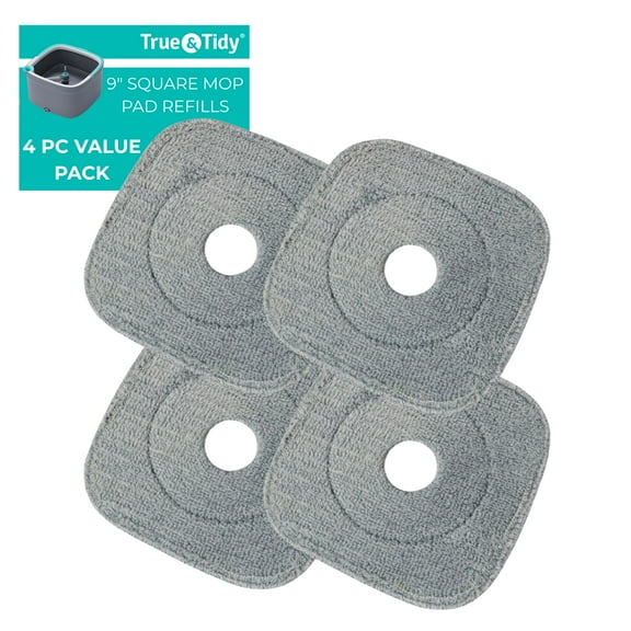 True & Tidy Tidy Reusable Durable Microfiber Floor Mop Pads, 4-Piece Set