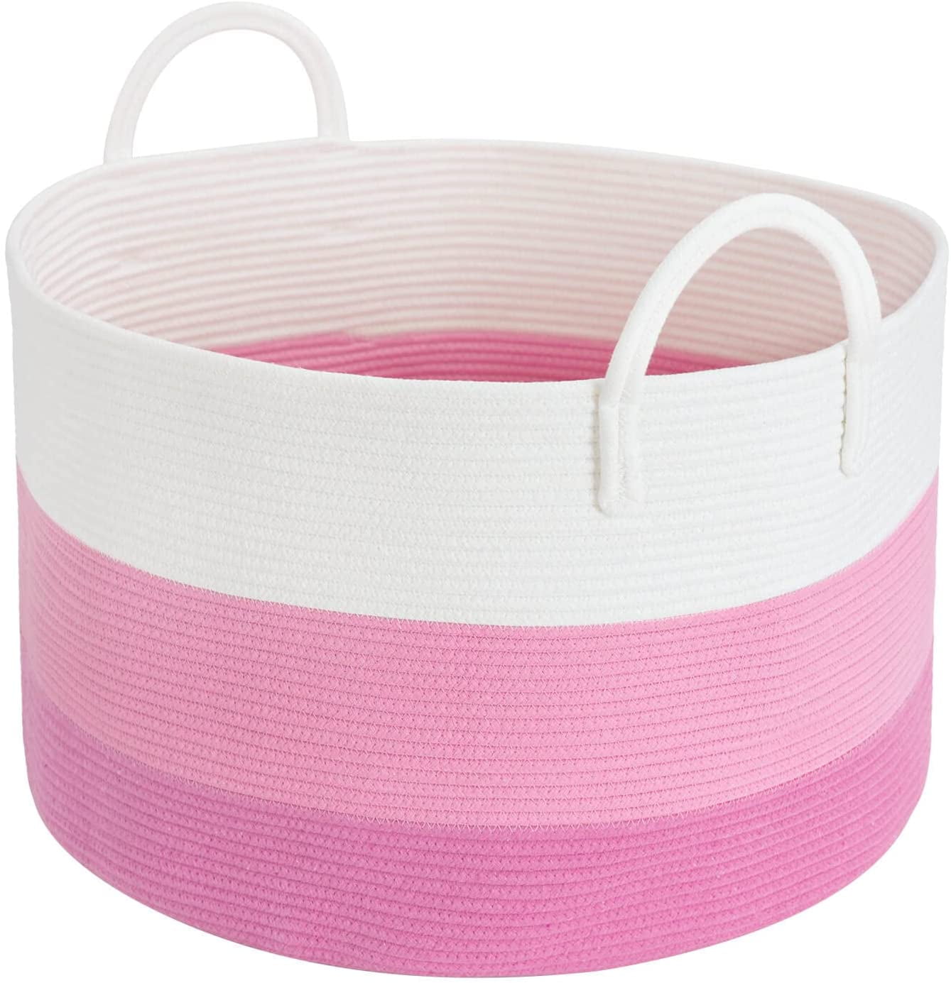 Farmlyn Creek Cotton Woven Baskets for Storage, Pink Organizers (3 Sizes, 3 Pack)