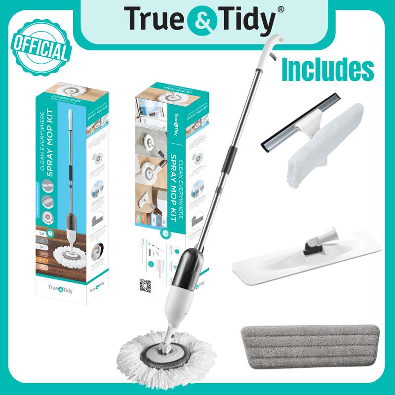 True & Tidy Round Clean Everywhere Smooth Spray Mop Kit Cleaning ...