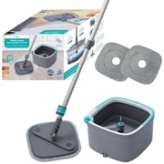 True Clean Spin Mop and Bucket System with Clean Water Separation, Self Cleaning Microfiber Floor Mop for Vinyl & Tile, Gray