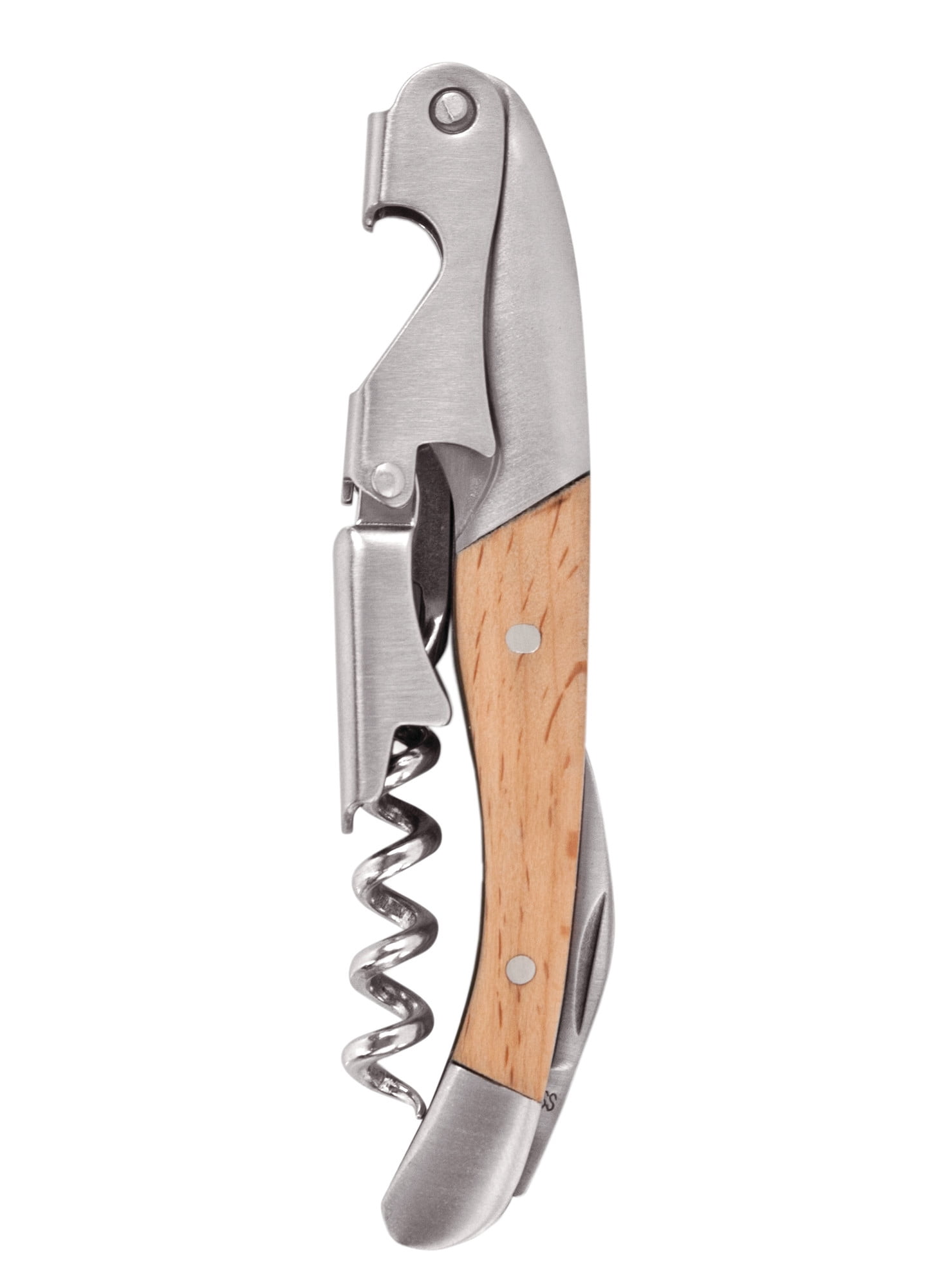 True Timber Double Hinged Waiter’s Corkscrew, Wood Handle Stainless