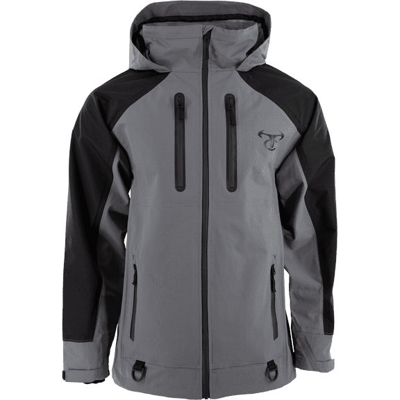 TrueTimber Men's Wavetamer Waterproof Weather-Lock Parka Rain Jacket, Cool Gray/Jet Black, Size 2XL