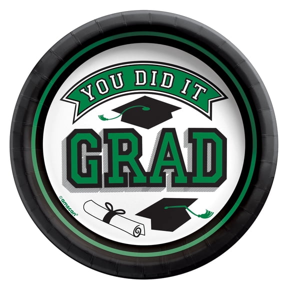 True To Your School 6.75" Round Plates - Green, 20ct