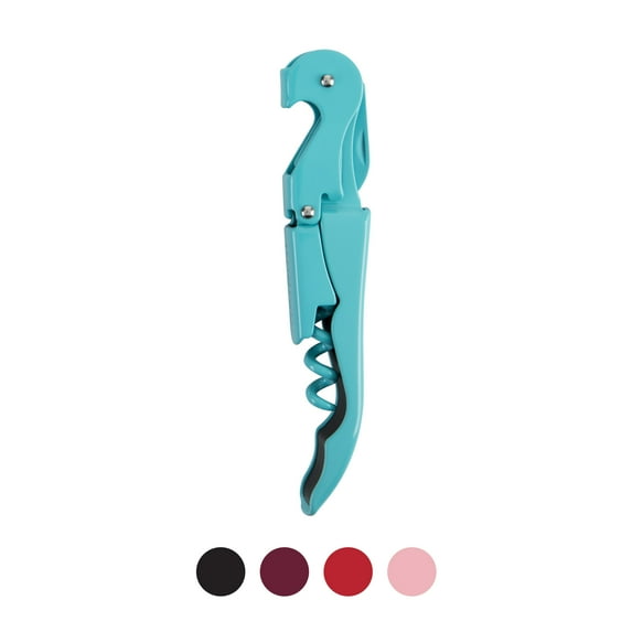 True TrueTap Double Hinged Waiter’s Corkscrew, Blue Wine Bottle Opener with Foil Cutter, Wine Key