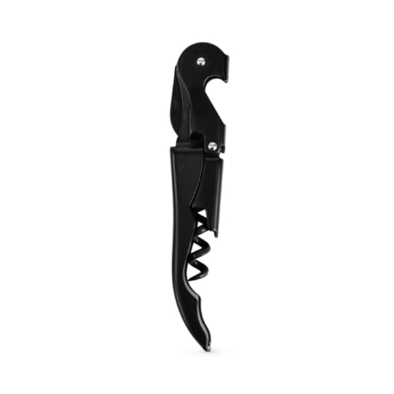 True TrueTap Double Hinged Waiters Corkscrew, Matte Black Wine Bottle Opener with Foil Cutter, Wine Key
