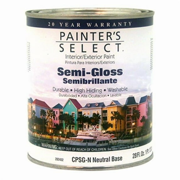 True Value Manufacturing 202432 CPSGN Painters Select Quart Neutral Base Interior Exterior Semi-Gloss Acrylic Latex Paint
