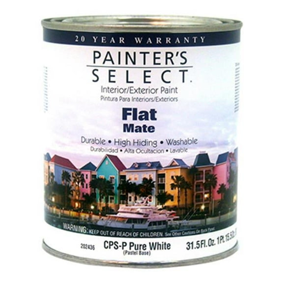 True Value Manufacturing 202436 CPSP Painters Select Quart Pastel Base Tintable White Interior Exterior Flat Acrylic Latex Paint