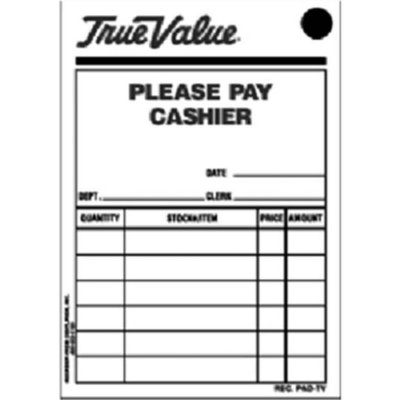 True Value Please Pay Cashier Receipt Pads