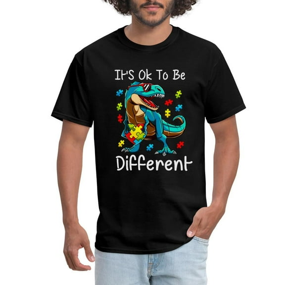 True Vibe Autism Awareness It'S Ok To Be Different Dinosaur Men'S T-Shirt