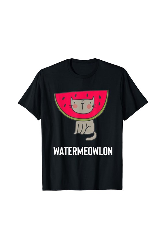 Cute Cat Watermelon T-Shirt Water Meow Lon Pun Gift Fruit