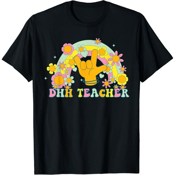 True Vibe D_Hh Teacher Rainbow Deaf & Hard Of Hearing Asl Sped Teacher T-Shirt