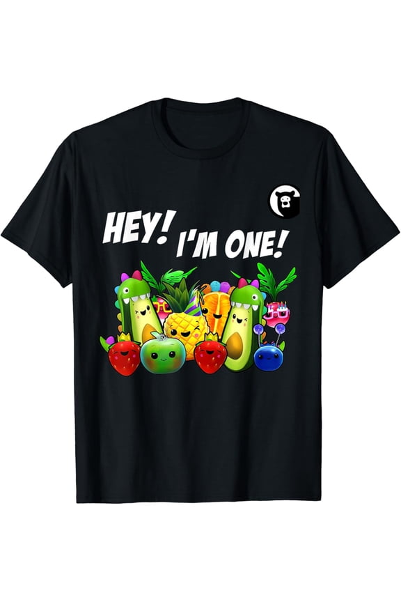 True Vibe Hey I'm One Birthday Boy Funny Fruit Birthday Hey Bear T-Shirt