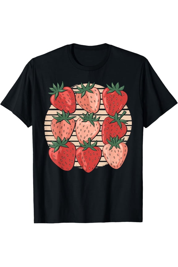 Retro Red Berry Cottagecore Strawberry Aesthetic Style T-Shirt