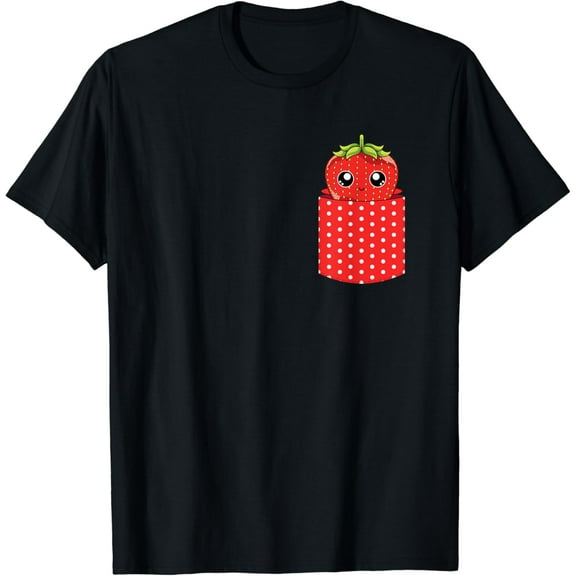 True Vibe Summer Food Red Berry Fruit Kawaii Pocket Strawberry T-Shirt