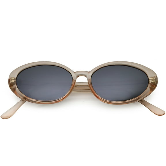 True Vintage Colored Translucent Oval Sunglasses Mirror Lens 51mm (Creme / Smoke Mirror)