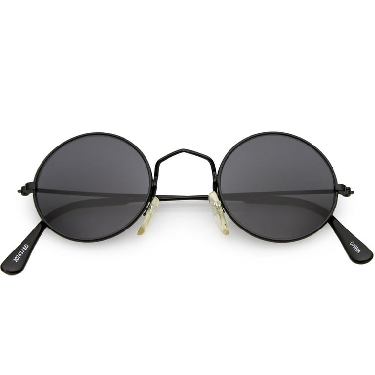 True Vintage Small Thin Frame Circle Sunglasses Neutral Colored Lens 42mm Black Smoke Walmart