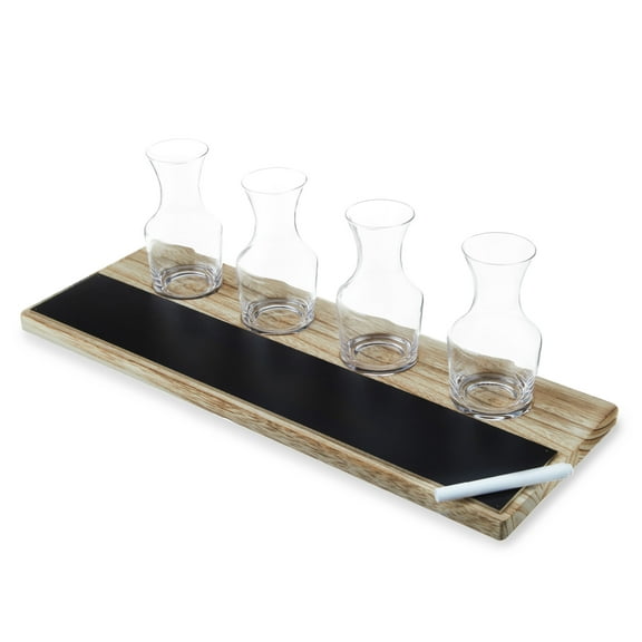True Wine Tasting Carafes with Serving Tray and Chalk Set, Hostess Gifts