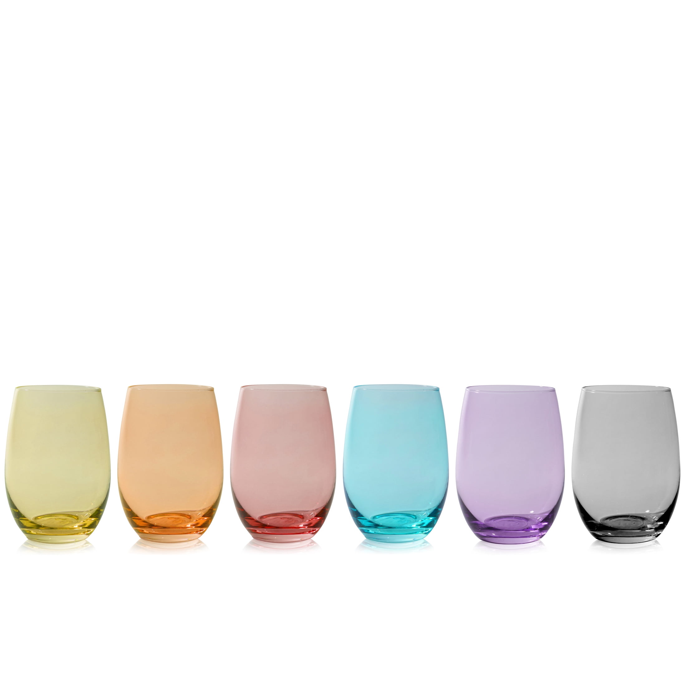 True Wine Glasses, Cocktail Drinking Glasses, 18.5 oz, Set of 6, Multicolor