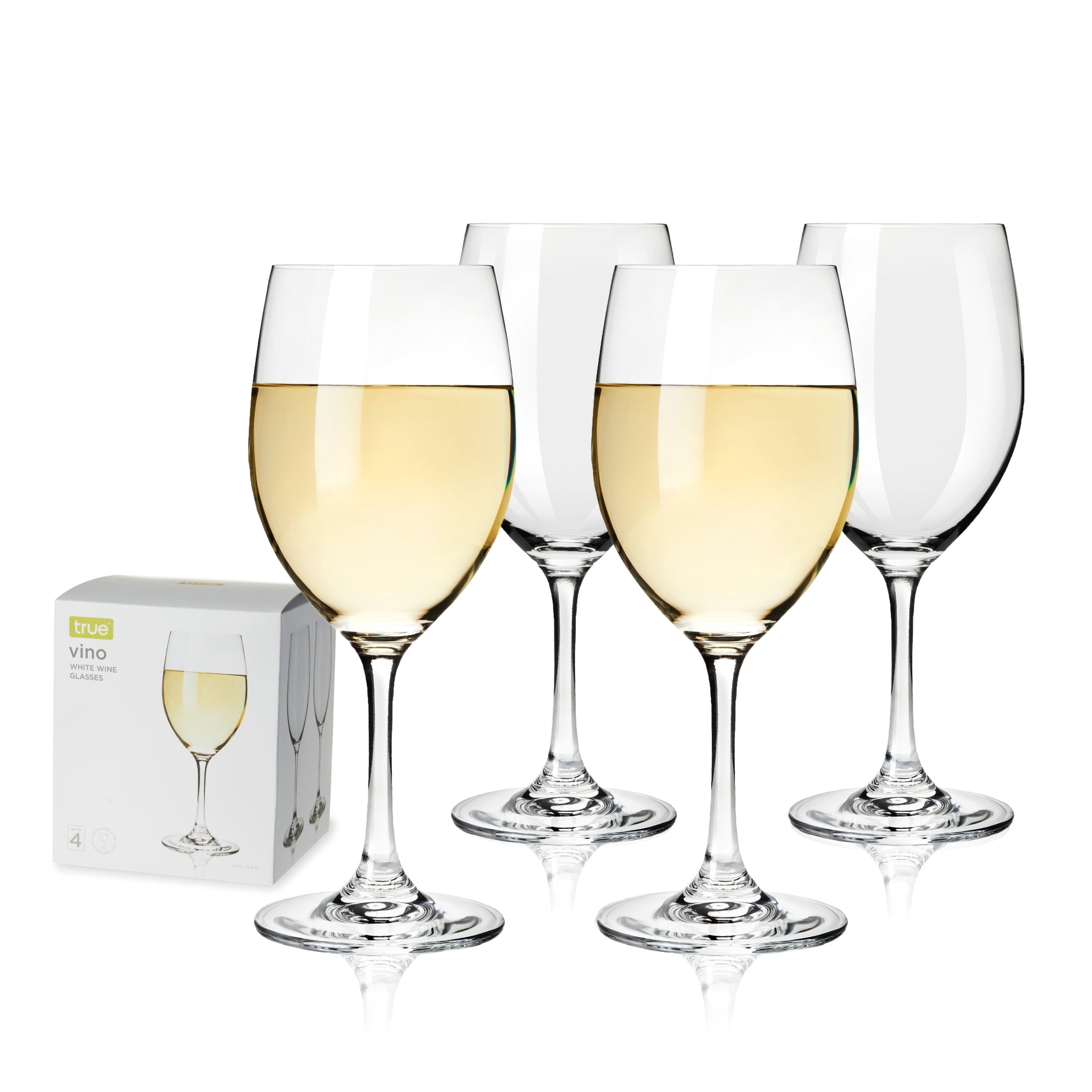 True Red and White Wine Glasses for Party, Wedding Gifts, 14 oz, Set of 4