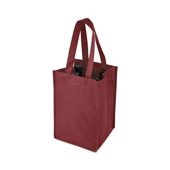 True 4 Bottle Reusable Wine Bag, Wine Gift Bag for Party, Travel, Red