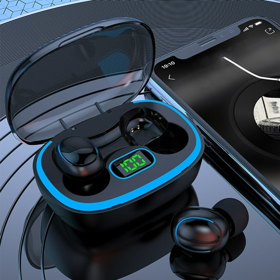 True Wireless Bluetooth 5.3 Earbuds with LED Display, IPX4 Waterproof, HiFi Sound & Low Latency for Calls, Office, Sports & Gaming, Includes Charging Case & Cable