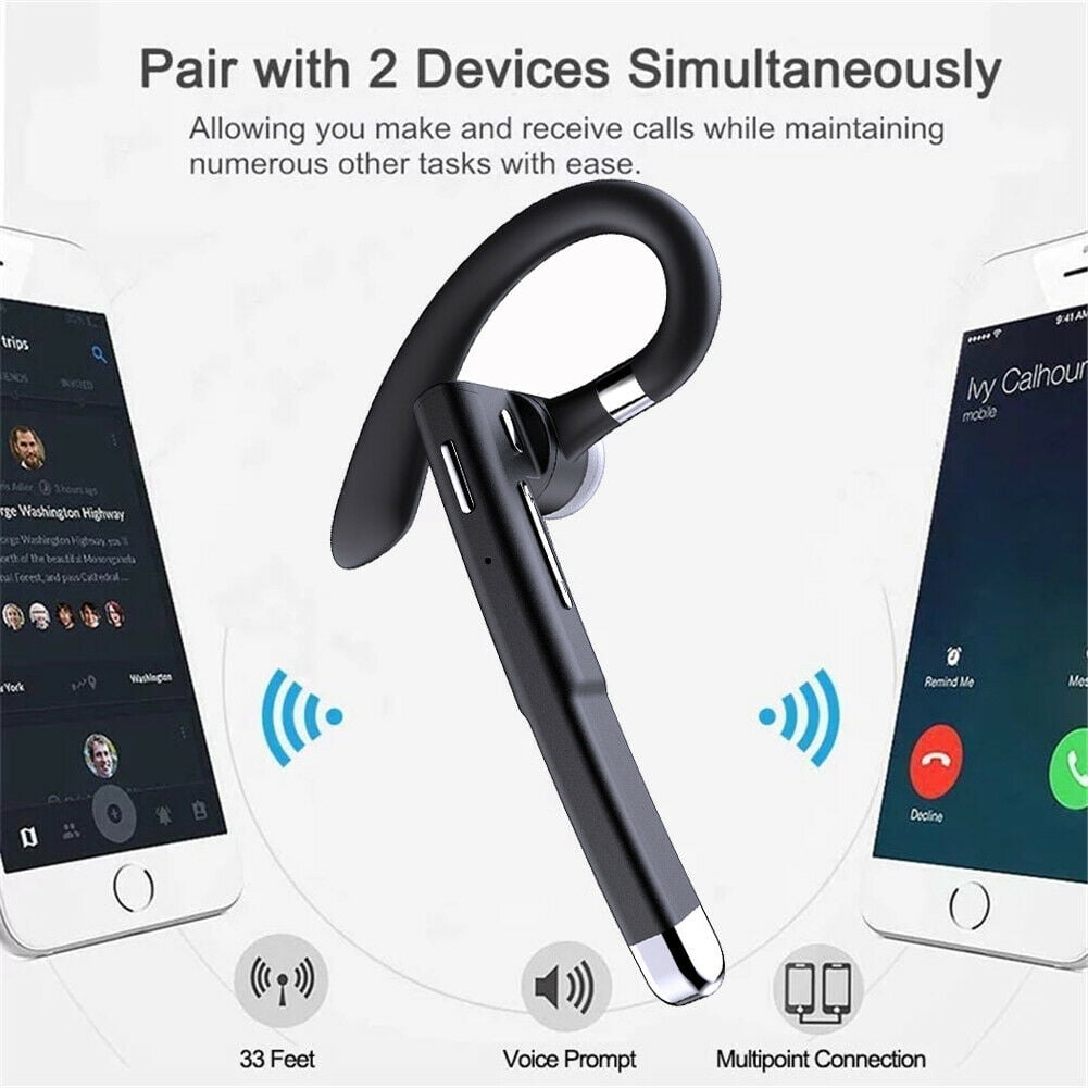 True Wireless Bluetooth Single Earbud with Microphone Noise Cancelling Waterproof Ear-Hook Ear Plug Sport Headset for Cell Phone