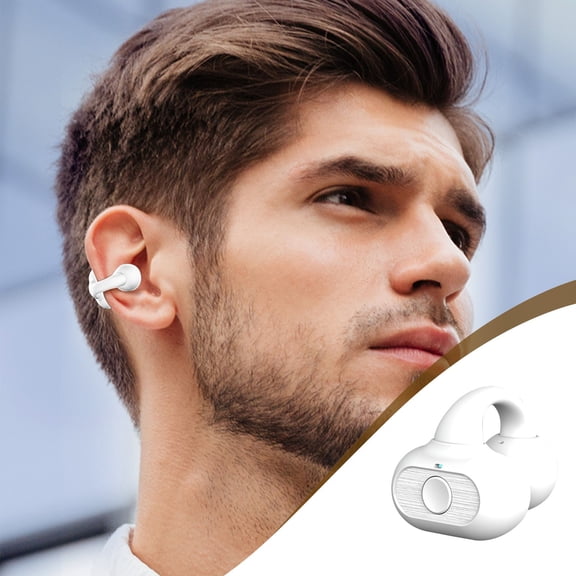 True Wireless Bone Conduction Headphones, OWS Open Ear Earphones with Earhooks, Bluetooth 5.3, Up to 60H Playtime with Case, IP68, AAC/SBC, for Cycling Yoga Workouts,White