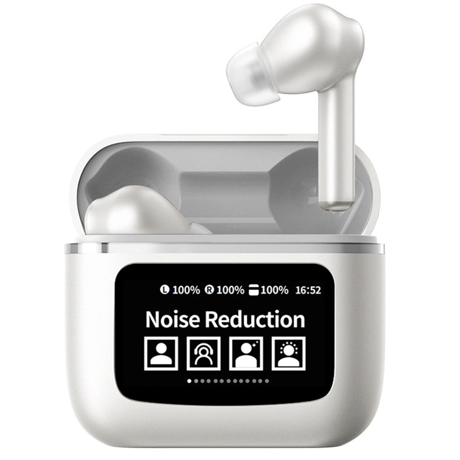 True Wireless Deep Bass Sound Earbuds, Bluetooth 5.2, Water & Dust Resistant, Hands-free call with VoiceAware, Up to 32 hours of battery life(Silver)