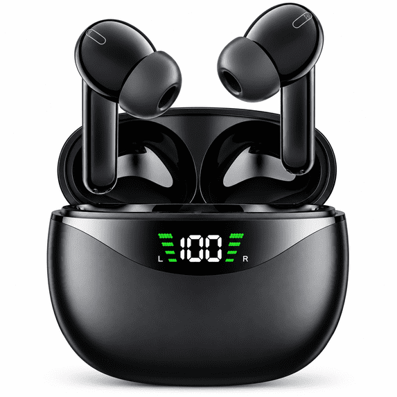 True Wireless Earbuds, 70H Playtime with LED Display, in Ear Earbuds Noise Cancelling, IPX7 Waterproof Bluetooth Earphones with Mic for iPhone/Android