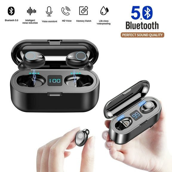 True Wireless Earbuds, Bluetooth 5.0 Headphone, in-Ear Touch Control Hi-Fi Stereo Sound IPX7 Waterproof, Built-in Mic Earphones Gift for Work Sport Gym Travel Running