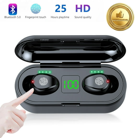 True Wireless Earbuds Bluetooth 5.0 Headphones, IPX7 Waterproof Earphones for Sports, 35H Playtime w/2200mAh Charging Case, 3D Stereo Audio Touch Control in-Ear Headset w/Mic