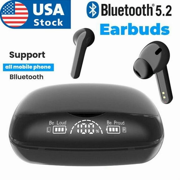 True Wireless Earbuds Bluetooth 5.2 Waterproof Headphones With Charging Case