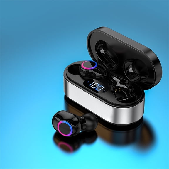 True Wireless Earbuds Bluetooth 5.3 Headphones 45H Long Playtime, Wireless Charging Case, IPX8 Waterproof Stereo Earphones, Built-in Mic Calls, Headset Premium Deep Bass 32 Preset EQs via APP,Silver