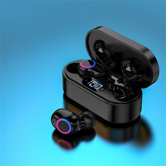 True Wireless Earbuds Bluetooth 5.3 Headphones 45H Long Playtime, Wireless Charging Case, IPX8 Waterproof Stereo Earphones, Built-in Mic Calls, Headset Premium Deep Bass 32 Preset EQs via APP,Black