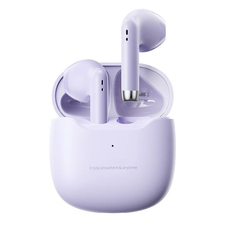 True Wireless Earbuds Purple Bluetooth 5.3 with Microphone for Working Out Noise Canceling Blue Tooth Ear Buds Deep Bass TWS Wireless Earphones with Charging Case in Ear Headphone for iPhone Android