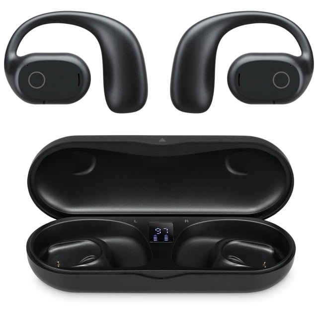iLive 16mm Driver Clear Truly Wireless Open Ear Earbuds, Black, IAEBTO34B