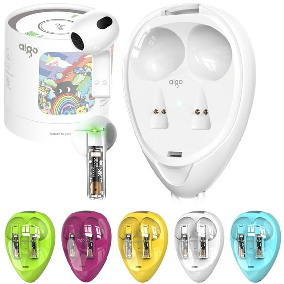 True Wireless in-Ear Earbuds, aigo Bluetooth 5.4 Headphones ,32H Long Playtime with Charging Case,USB C Charge,IPX4 Waterproof for Android IOS Workout,white