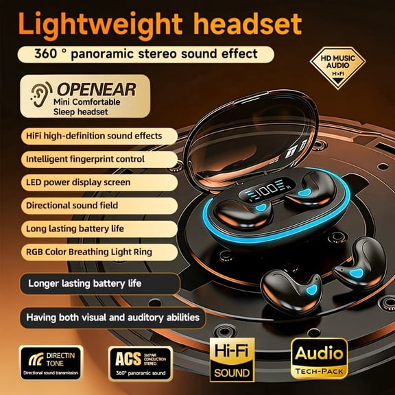 True Wireless in-ear Comfortable Sleeping Headset | Music Earbuds, Video TWS, HIFI, Bass, ACC Stereo HD Calling Earphones Adapted for Android and iPhone, Cellphone Gaming Earpieces,
