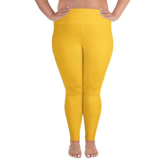 True Yellow, Yellow Plus Size Leggings, Yellow Leggings for Plus Size, Big Size Yellow Leggings, Yellow Leggings for Big Women
